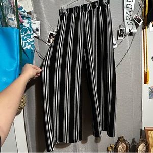 black and white striped capris